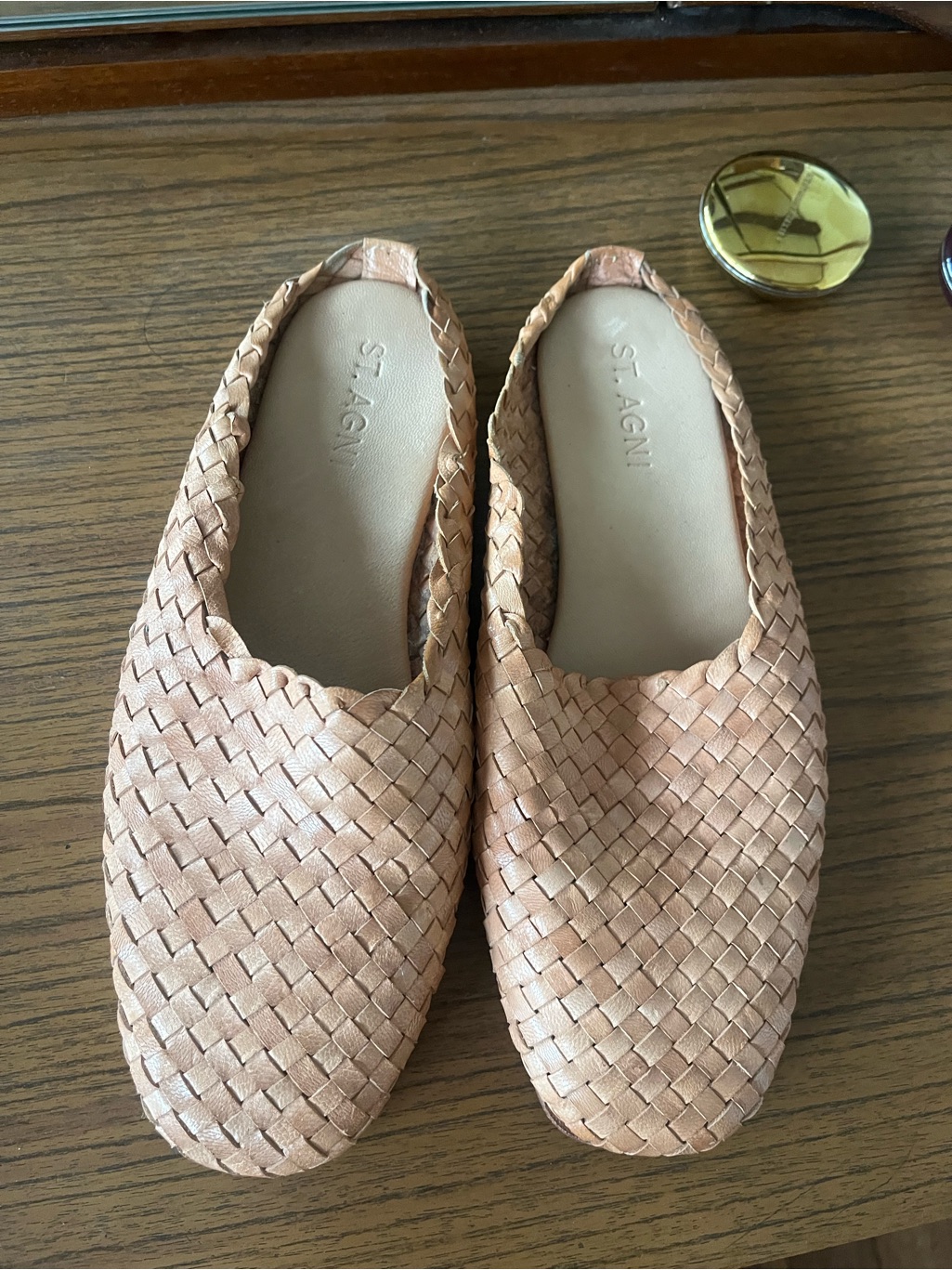 St. Agni Woven Leather Mule In Light Tan — image 2 of 3